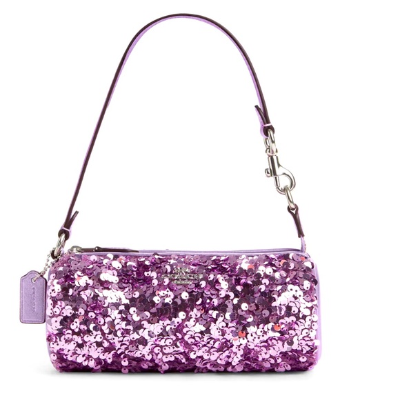 Coach Nolita Barrel Bag Lilac Pink Sequins Silver Hardware Style CQ589 - Picture 1 of 14